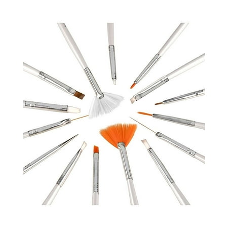 Zodaca 15pcs White Nail Art Design Brush Set Dotting Painting Drawing Polish Brush Pen Tools (15