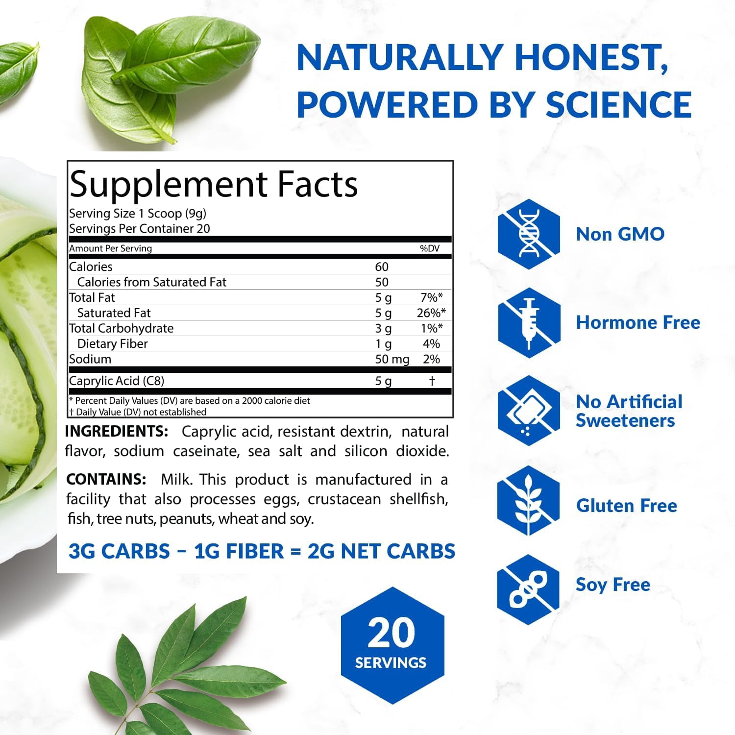 BioTrust Keto Elevate – C8 MCT Oil Powder – Ketogenic MCT Coffee Creamer, Keto Coffee Creamer – Clean Energy, Mental Focus & Clarity – 100% Caprylic Acid MCT Powder, Non-GMO (Unflavored, 20 Servings)