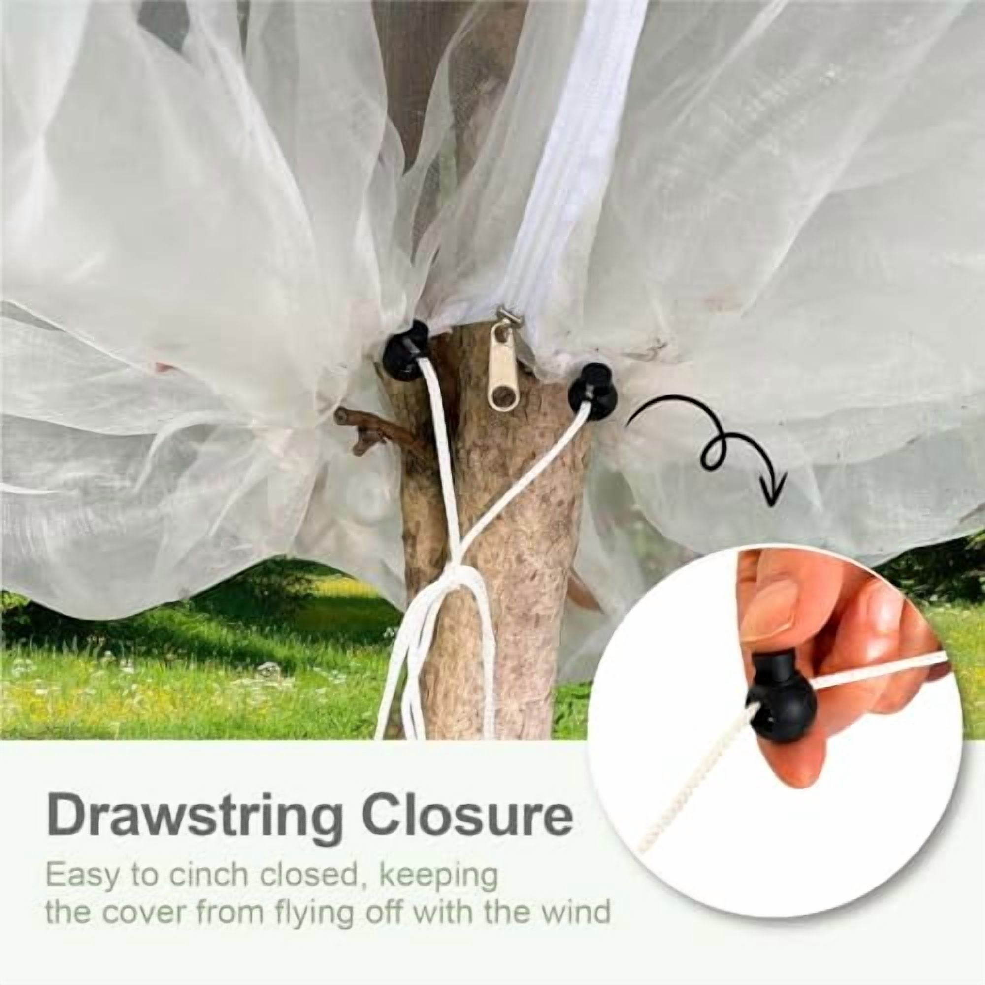 Fruit Tree Netting Cover with Zipper & Drawstring,2 Packs 8ft x 8ft Insect Bird Barrier Netting for Garden Protection,Ultra Fine Mesh Garden Netting