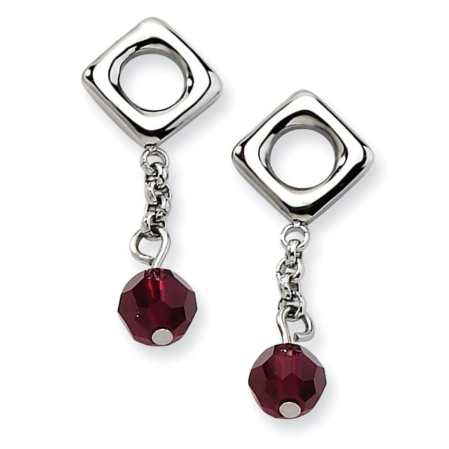Cristaux Rouges en Acier Inoxydable Post Boucles d'Oreilles Drop