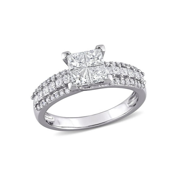 1.00 Carat (Ctw H-I, I2-I3) Princess-Cut Diamond Engagement Ring in 10K White Gold for Women