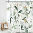 thumbnail image 2 of Green and Gold Leaf Shower Curtain, Sage Eucalyptus Leaves with Gold Branches Botanical Plants Fabric Bathroom Curtain Home Decor Waterproof Washable 12 Hooks, 84'' Lx72 W, 2 of 6