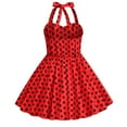 thumbnail image 3 of IBTOM CASTLE Kids Girls 50s Vintage Sleeveless Polka Dot Retro A-line Swing Dress Princess Birthday Party Dresses 7-8 Years Red - Black Dots, 3 of 8