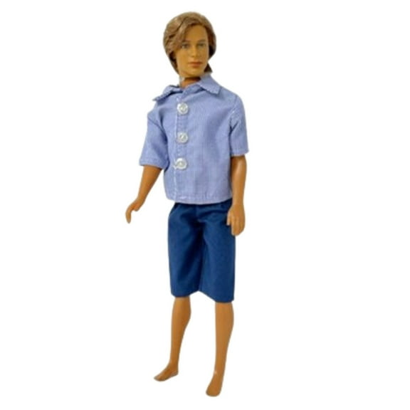 Doll Clothes Superstore Pin Stripe Shirt And Shorts Fits Barbie's Friend Ken And GI Joe