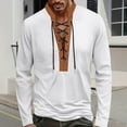 thumbnail image 2 of Puntoco Mens Medieval Pirate Shirt Steampunk Retro Renaissance Viking Long Sleeve Lace Up Halloween Tops Winter Clothing for Men White XXL(XXL), 2 of 7