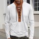 thumbnail image 1 of pstuiky camisetas de manga larga para hombre, Camiseta de manga larga con cuello alto, diseño de patchwork marrón y cordón ajustable para hombre camisetas de hombre xxl, 1 of 7