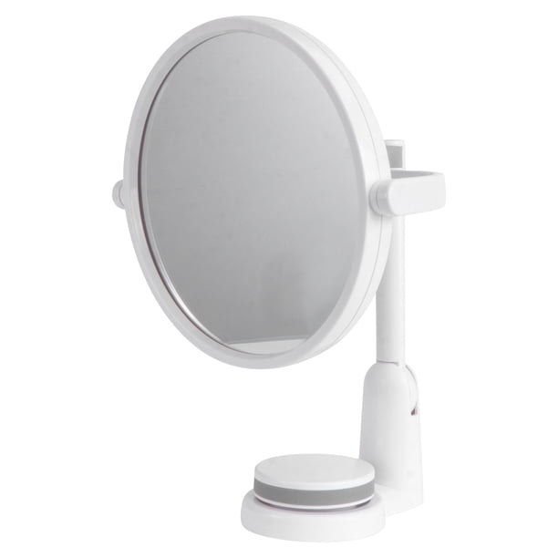 EeaseMX Espejo de tocador redondo de pared, espejo cosmético plegable giratorio, espejo de maquillaje para el hogar, espejo de inodoro sin perforaciones, espejo de una sola cara.
