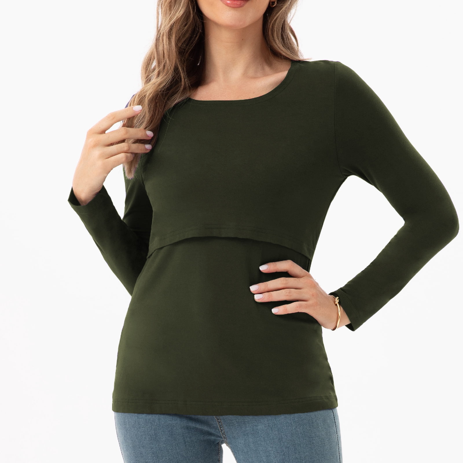Beaisland Women's Maternity Nursing Tops Comfy Long Sleeve Breastfeeding T-Shirt 3-Pack