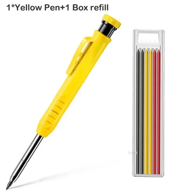 Crayon de Charpentier Solide Taille-Crayon Intégré Adapté pour Kit de Marquage Mécanique d'Architecte de Menuiserie Recharge de Stylo Simple