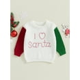 thumbnail image 3 of Baby Toddler Girls Boys Christmas Sweater, 0 3 6 9 12 18 24 Months 2T 3T Contrast Color Long Sleeve Crew Neck Letters Warm Knit Pullover Winter Tops, 3 of 9