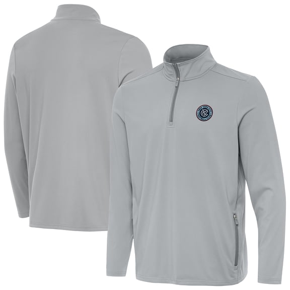 Men's-Antigua  Gray New York City FC Perilous Quarter-Zip Top