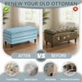 thumbnail image 6 of FOR U DESIGNS Blue Wooden Print Flip-Top Ottoman Stretch Slipcover, Washable Storage Footstool Slipcover with Elastic Band, Soft Durable Bench Protector for Hotel Pets Kids, 6 of 7