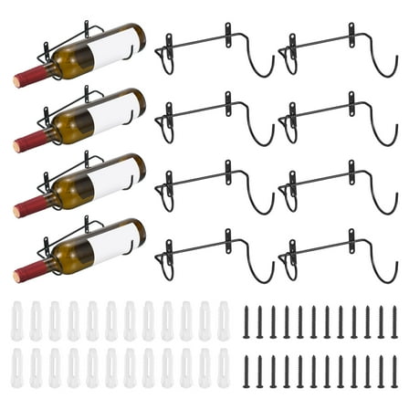 Spiral Wine Wall Holder 12 Pcs, Wine Bottle Display Holder, Wine Bottles Display Wall Storage Shelf Black Left