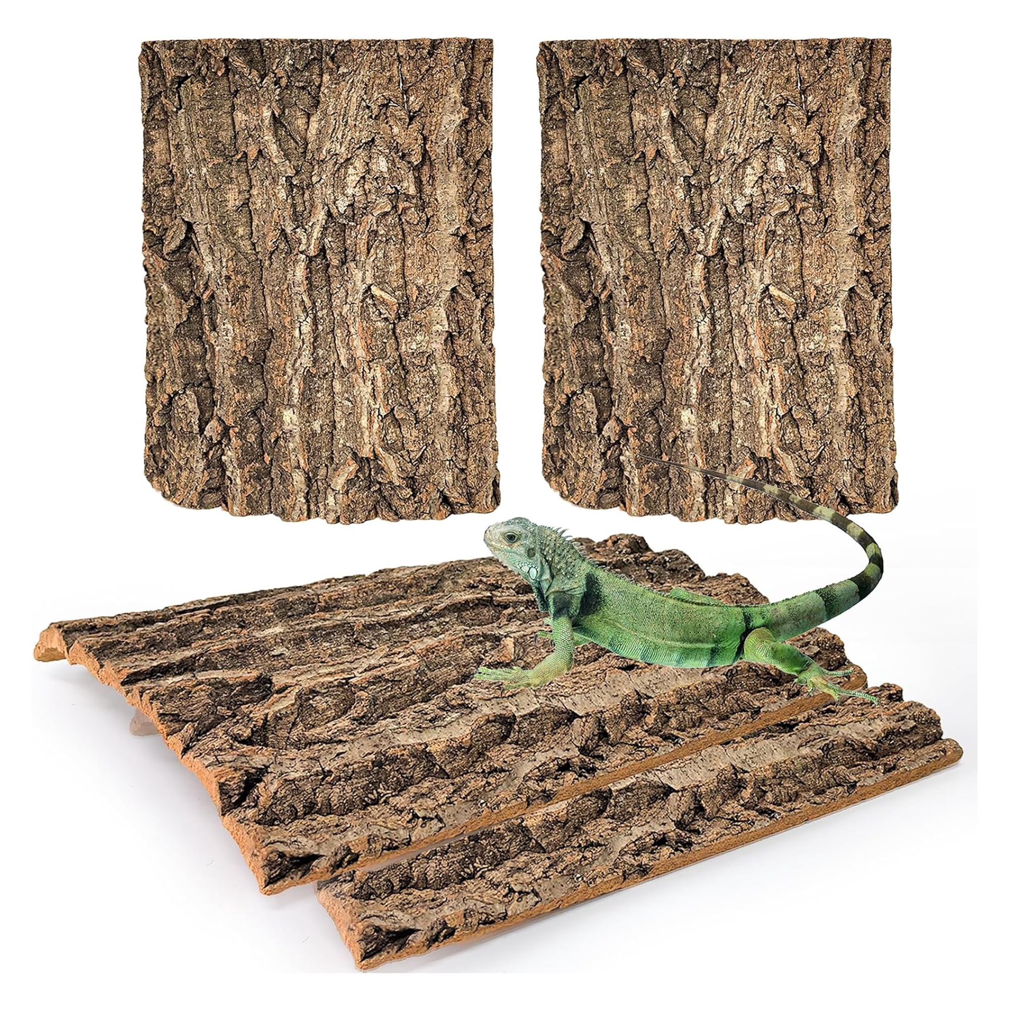 ZULAR Cork Terrarium Background 11.8x7.9in 4PCS, Natural Reptile Cork Bark Flats, Terrarium Climbing Wall Mat Tank Decor for Lizard Chameleon Snake Spider Gecko