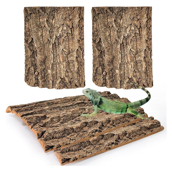 ZULAR Cork Terrarium Background 11.8x7.9in 4PCS, Natural Reptile Cork Bark Flats, Terrarium Climbing Wall Mat Tank Decor for Lizard Chameleon Snake Spider Gecko