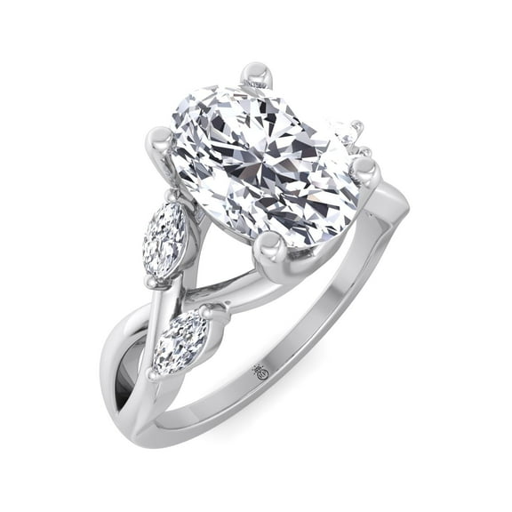 Secilia - Moissanite Oval Cut Lab Diamond Twist Band Engagement Ring
