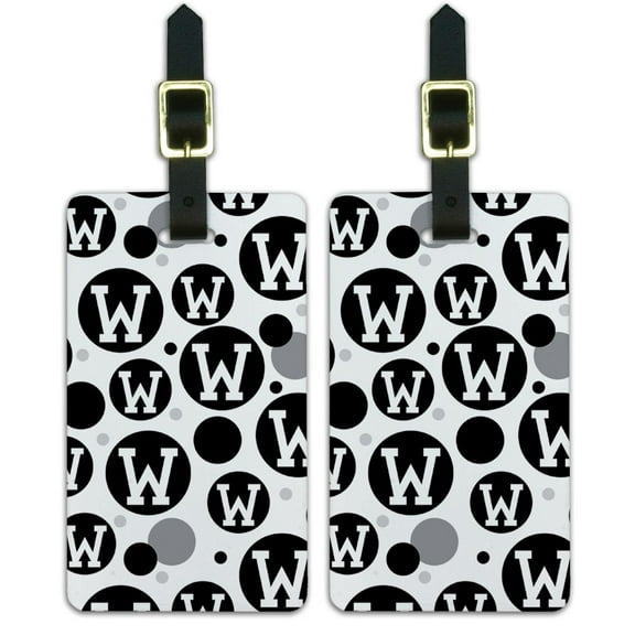 Graphics and More Letter W Initial Black White Luggage Suitcase Carry-On ID Tags Set of 2