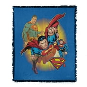 Superman Blanket, 50'x60' Superman Collage Woven Tapestry Cotton Blend Fringed Throw