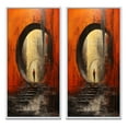 thumbnail image 2 of Designart "Mixed Whispering Echoes in the Orange Tunnel IX" Tunnels Framed Wall Art Set Of 2 - Orange Architecture Framed Canvas Set For Living Room Decor, 2 of 6