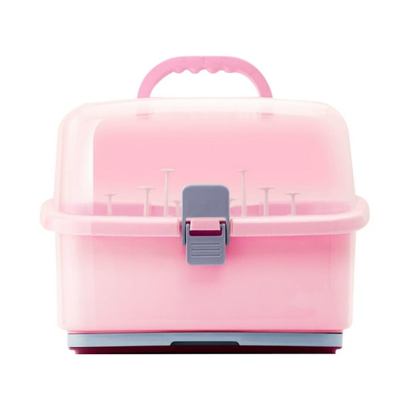 LULULION Toddler Bottle Organizer Pink Portable Milk Bottle Case 1Pack