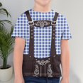 thumbnail image 2 of Xudanell Kids Boys T Shirts Toddler Athletic Shirt Childrens Summer Short Sleeve Oktoberfest Bib Printed T-Shirt Spliced Plaid Short Sleeve, 2 of 7
