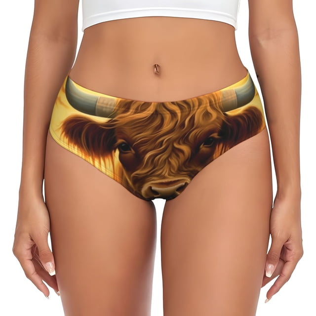 Fotbe Sunset Sunflower Cow A Calzones Estampados para Mujer – Ropa Interior de Algodón, Cómoda, Suave y Elástica-XX-Large
