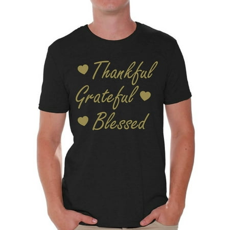 Awkward Styles Thankful Grateful Blessed Christmas Shirt Holiday Top Christmas Tshirts for Men Thanksgiving Holiday Shirt Thankful Grateful Blessed Men's Holiday Tee Xmas Gifts Mens Thanksgiving
