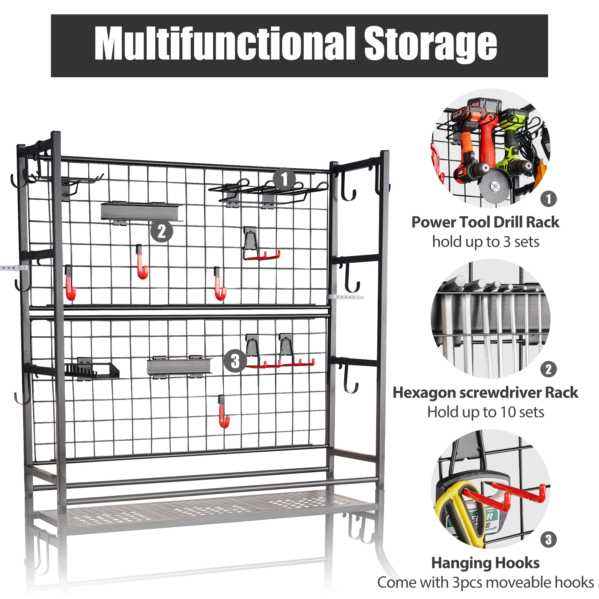 Buy MYTHINGLOGIC Tool Storage Organizer Rack Tool Rack Holder Power