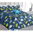 thumbnail image 1 of Edredón tamaño twin de 6 piezas para niños, niño y niña, diseño estampado, juego de cama en bolsa con fundas, sábana/sábana ajustable, edredón y almohada de juguete, ropa de cama suave azul, 1 of 3