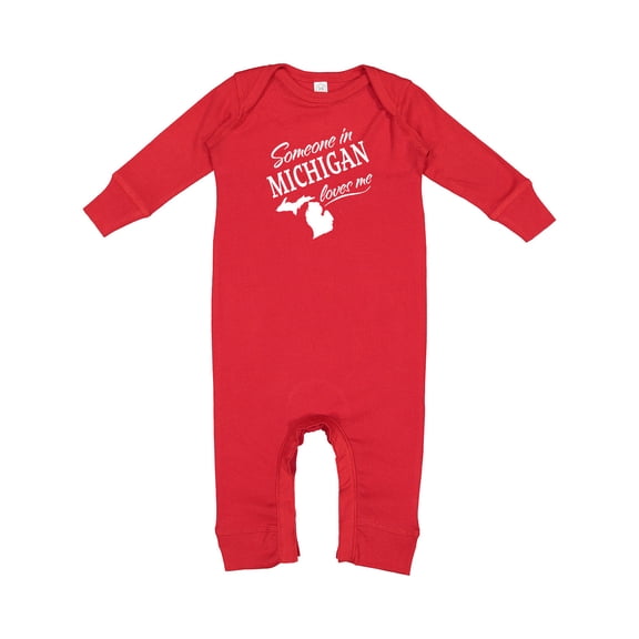 Inktastic Someone in Michigan Loves Me Baby Romper Coveralls