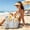 Beige, variant on PVC Striped Beach Tote Bag, Waterproof Large Capacity Swimming Handbag, Pool Gym Travel Storage for Beach Swimming Pool Gym Camping, Blue