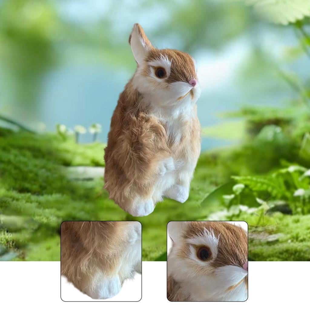 LeeQinersw Simulation Plush Animal Model Toy Home & Fairy Garden Décor - Brown Rabbit