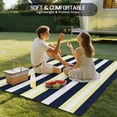 thumbnail image 4 of Yellow Navy Blue Striped Outdoor Rug 4x6 Ft - Reversible Patio Rug Outdoor Camping Rugs, Neutral Minimalist Lines Washable Indoor Outdoor Area Rugs, Non-Slip Outdoor Carpet Runner for Deck/Porch, 4 of 8