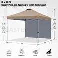 thumbnail image 2 of MASTERCANOPY 8 x 8ft Pop-up Canopy Tent with 1 Sidewall, Khaki, 2 of 7