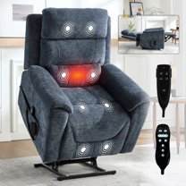 Sesslife Power Lift Recliner Chair for Elderly, Lift Chair Recliners with Massage and Heat, Modern Reclining Mechanism Electric Sofa with 2 Cup Holders and Side Pockets for Living Room, Blue
