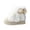 Beige, variant on Womens Faux Fur Mid Calf Winter Boots Pom Pom Bow Decor Lace up Non Slip Thick Sole Warm Snow Booties