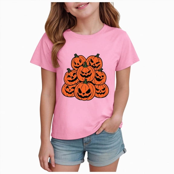 KPVEVIQ Toddler Girl Boy Halloween Shirt Spooky Graphic T-Shirt Kids Pumpkin Short Sleeve Tee Top Cute Fall Clothes