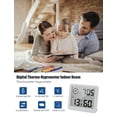 thumbnail image 2 of Termómetro/higrómetro digital con pantalla grande para interiores, monitor de temperatura y humedad, indicador de humedad y temperatura con reloj (blanco), 2 of 5