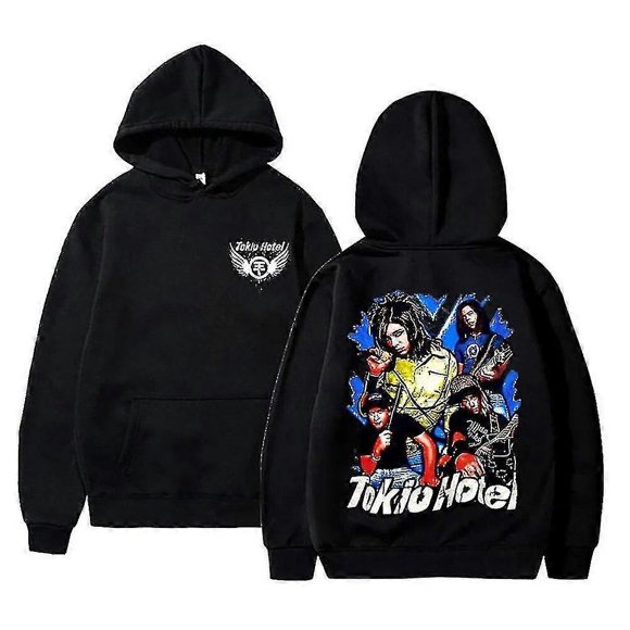 Chandails à Capuchon d'Hôtel Tokio Rock Band Pullovers Bill Kaulitz Print Chandail en Molleton Kaulitz 89 Chandail à Capuchon Y2k Mode Urbaine Chandails en Molleton d'Hôtel Tokio