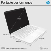 HP Laptop, 14 HD Display, 1-Year Office 365, Intel N4500 Processor, 16GB RAM, 64GB EMMC+256GB SSD, HDMI, Windows 11 S, Light & Slim, White