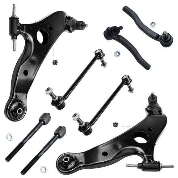 Detroit Axle - Front 8pc Control Arms Kit for 2004-2010 Toyota Sienna, 2 Lower Control Arms with Ball Joints 4 Tie Rods 2 Sway Bar Links 2005 2006 2007 2008 2009 Replacement