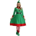 thumbnail image 6 of Zaldita Women Christmas Elf Suit Santa Helper Velvet Dress Xmas Holiday Party 7Pcs Outfits Green M, 6 of 7