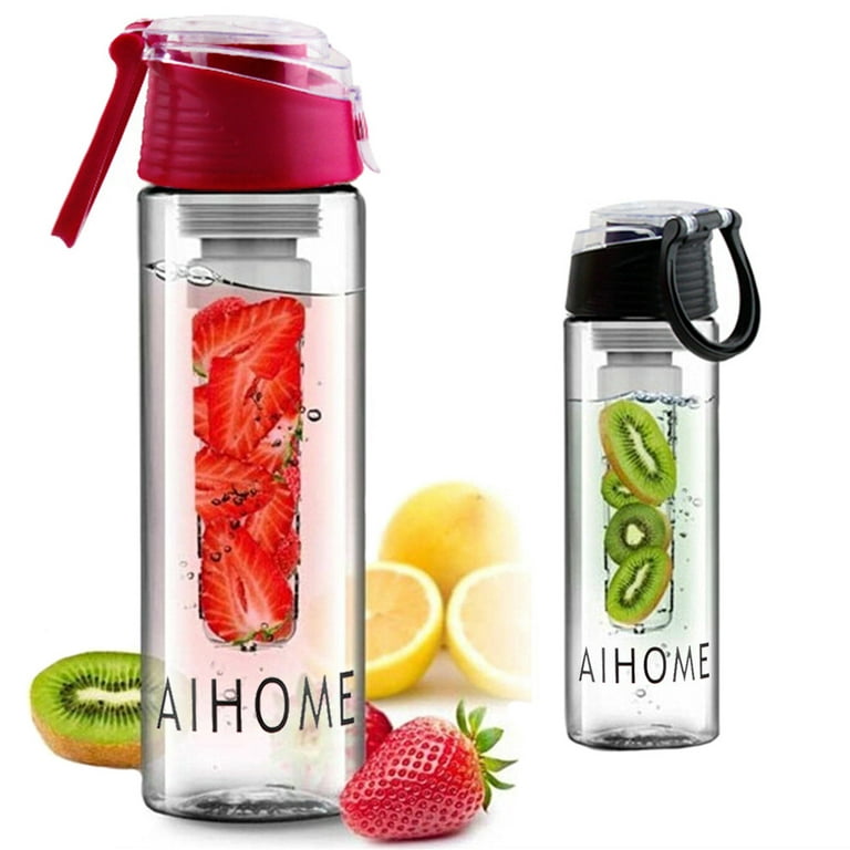 Fruit Water Filter Bottle 800Ml Sports Water Bottle with Removable Fruit  Strainer Flip-Top Lid for Fitness Camping Outdoor Enthusiasts