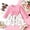 Light Pink, variant on PatPat Baby Girl Pink Ribbed Bowknot Long-sleeve Splicing Cartoon Elephant Print Dress