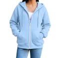 thumbnail image 3 of Hpapadks Womens Zip Up Hoodies Teen Girls Cozy Zipper Hoodie Soft Casual Street Style Womens Zip Up Sweatshirt Light Blue, 3 of 8