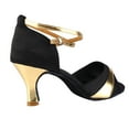 thumbnail image 4 of Calzado Cha Cha cómodo en negro y dorado para mujeres para noches glamorosas de salsa Zapatos elegantes de baile latino, 4 of 8