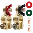 thumbnail image 1 of 1 Pair Solid Brass Marine Battery Terminal Connectors Top Post for 12V 24V Automotive Boat Car RV Accessories Battery Terminals Wire Cable Ends Pure Copper Clamp Release with Anti-Corrosion Pad, 1 of 8