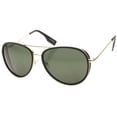 thumbnail image 2 of sunglassLA - Retro Matte Side Cover Flat Lens Two-Tone Metal Crossbar Aviator Sunglasses - 60mm, 2 of 4