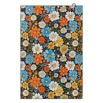 Yuyamidu Hippie Flowers Golf Towel Colorful Floral Golf Ball Club Towel, Easy to Carry Golf Towels for Golf Bags for Women, Green