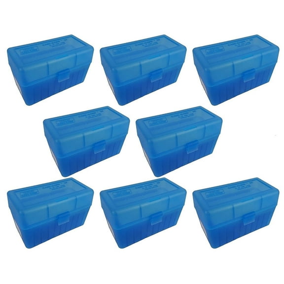 MTM 50 Round Flip-Top 270 Win 280 Rem 30-06 Rifle Ammo Box - Clear Blue (8 Pack)
